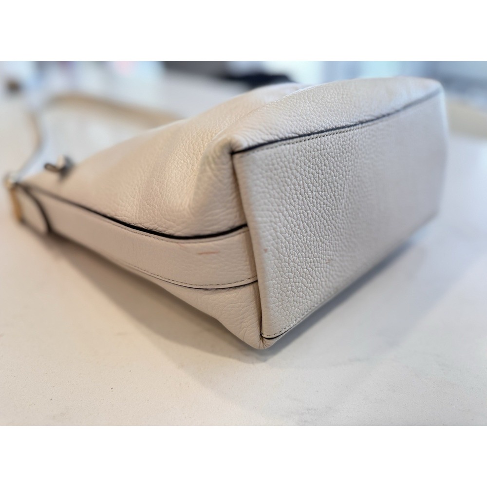 COACH C2818 Val‎ Duffle Pebble Leather Shoulder Bag Purse Chalk White Women's - Picture 11 of 16